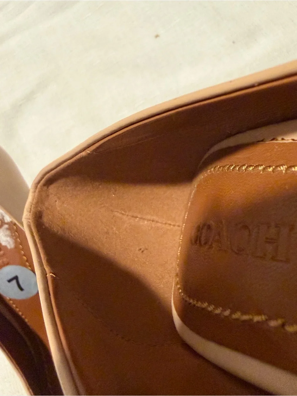 Coach Women's waverly signature bucle Nude Pointed-Toe Buckle Pumps 7B glam - Picture 5 of 9